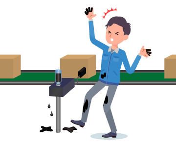 インクがこぼれているプリンターのイラスト