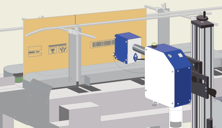 段ボールへの印字の様子の再現画像