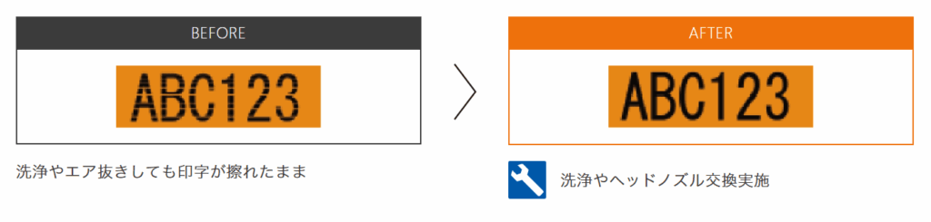 印字のかすれに対応できる仕様の説明画像
